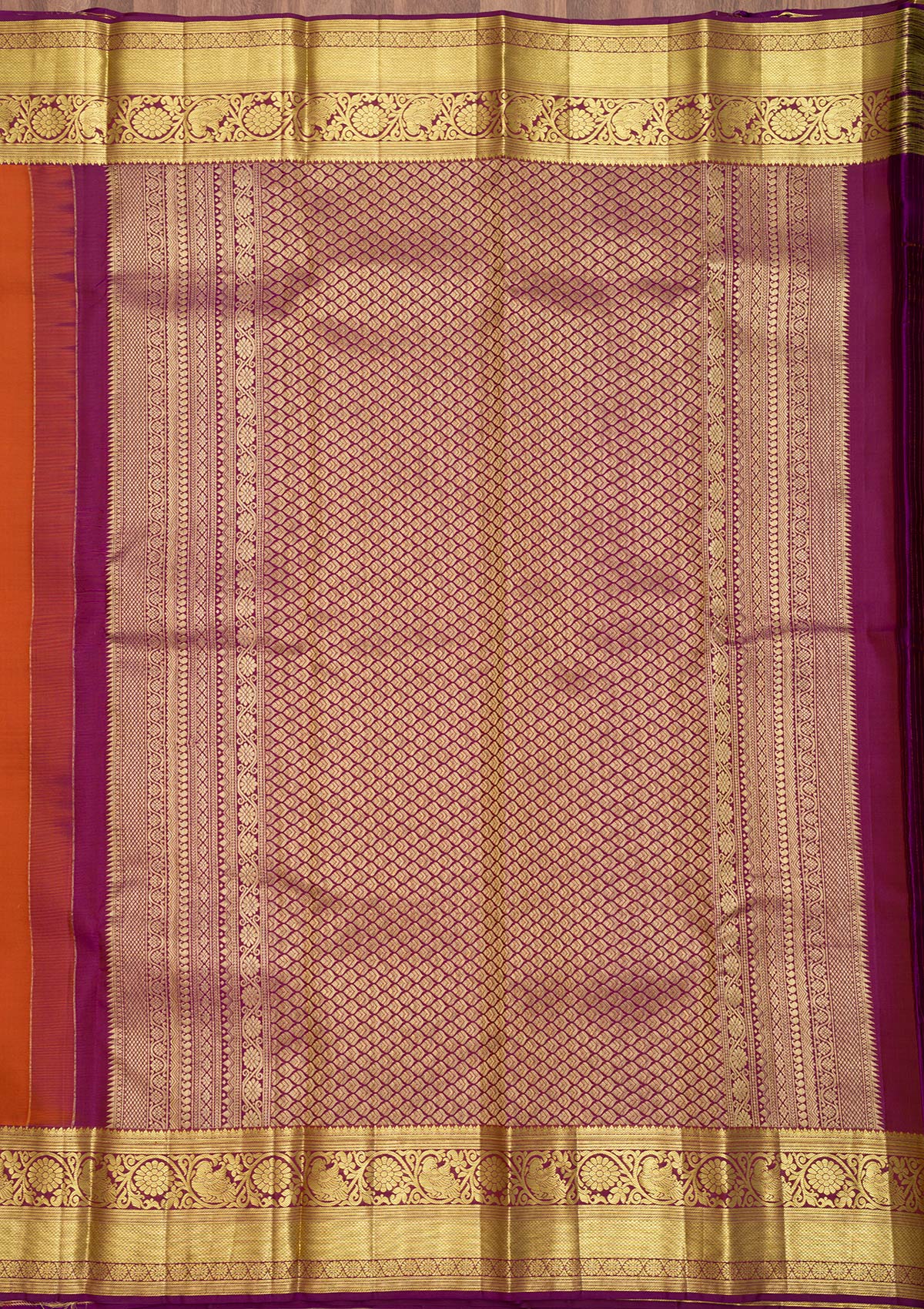 Rust Zariwork Pure Silk Saree-Koskii