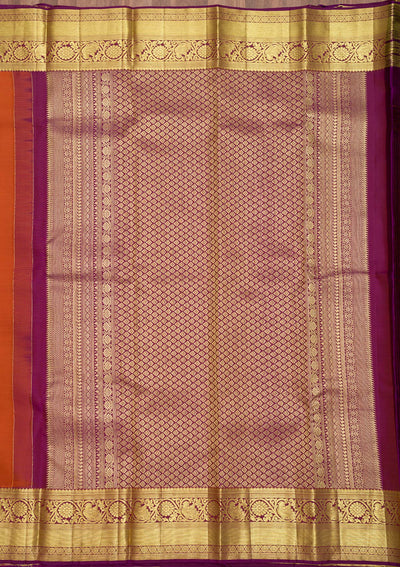 Rust Zariwork Pure Silk Saree-Koskii