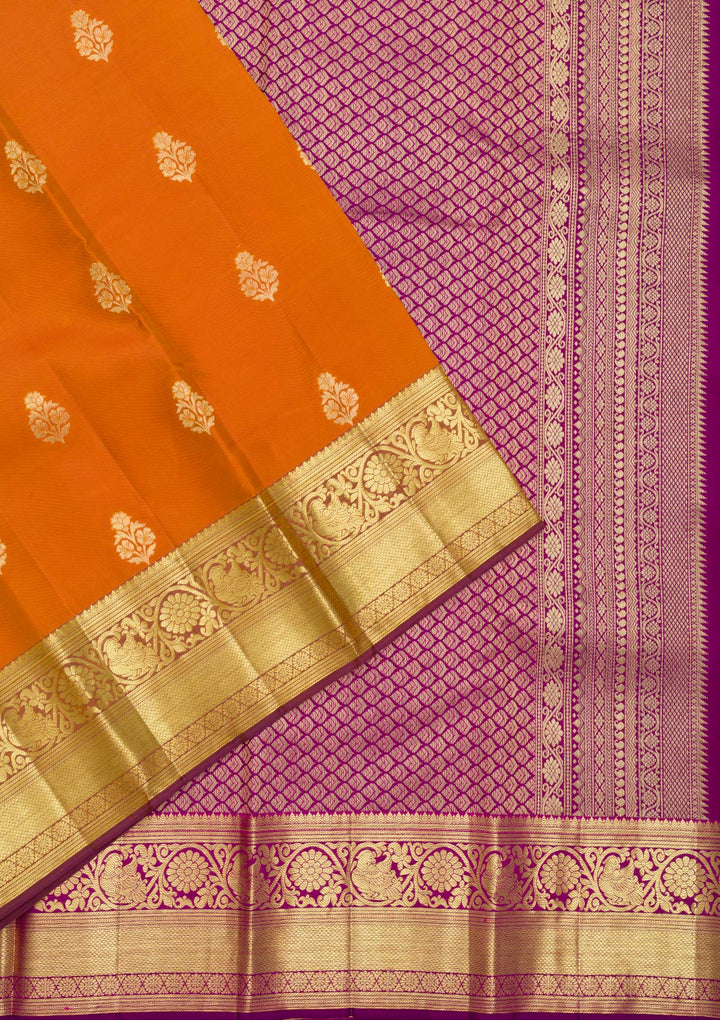 Rust Zariwork Pure Silk Saree-Koskii