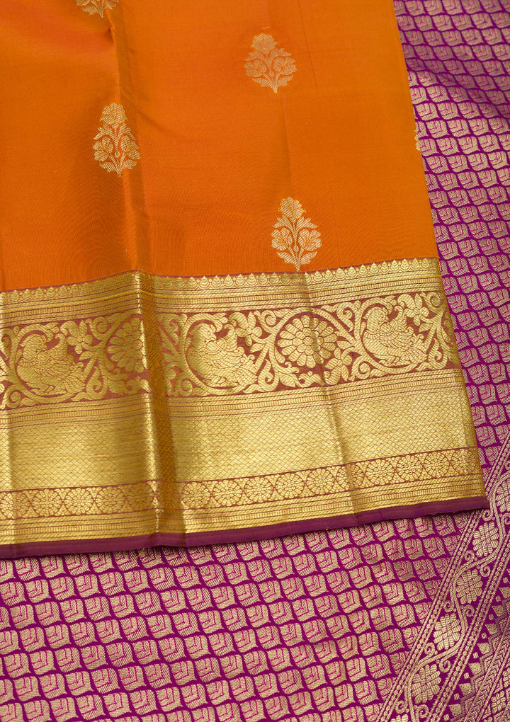 Rust Zariwork Pure Silk Saree-Koskii