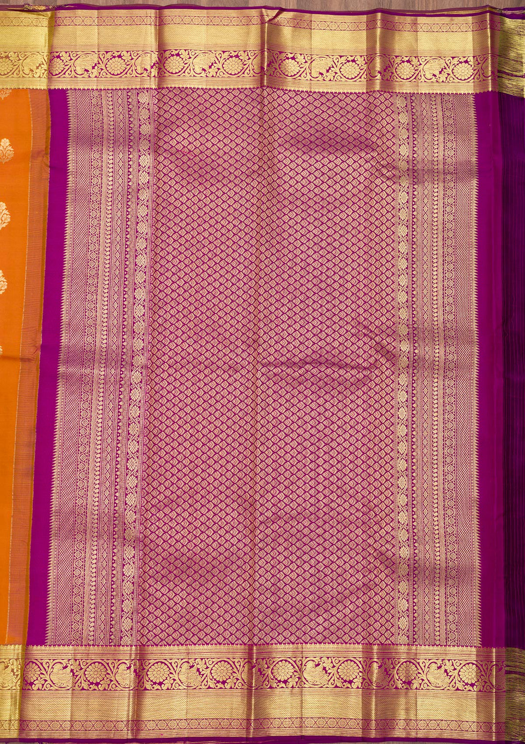 Rust Zariwork Pure Silk Saree-Koskii
