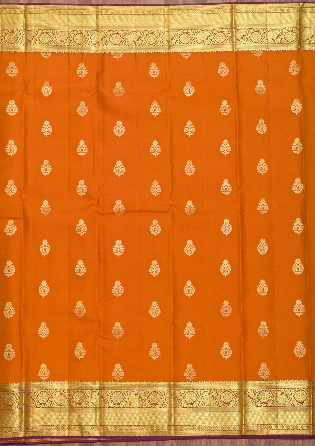 Rust Zariwork Pure Silk Saree-Koskii