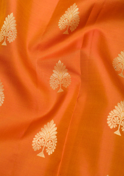 Rust Zariwork Pure Silk Saree-Koskii