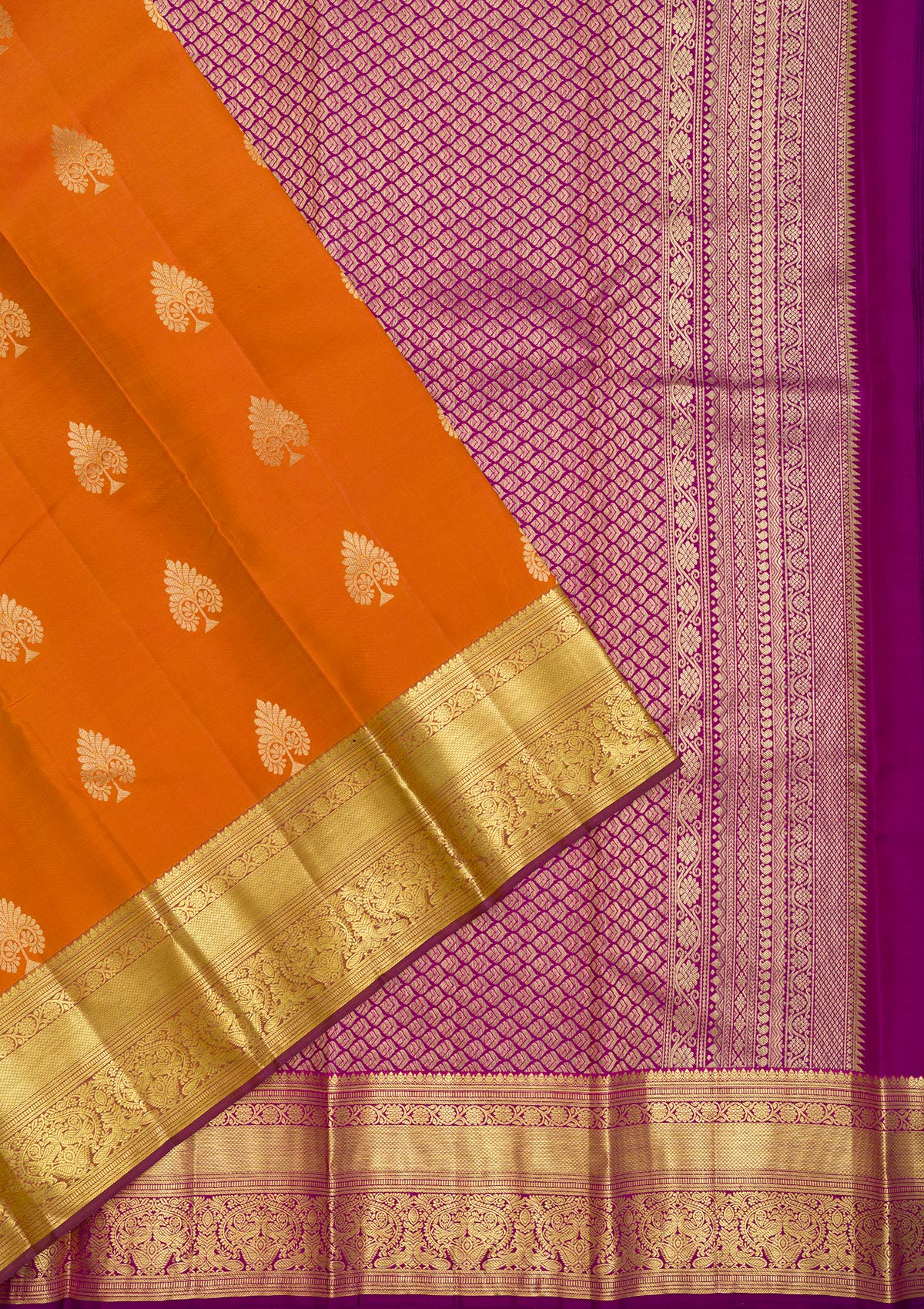 Rust Zariwork Pure Silk Saree-Koskii