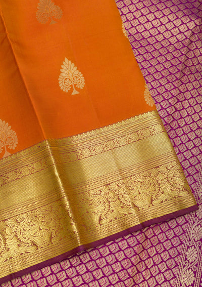 Rust Zariwork Pure Silk Saree-Koskii