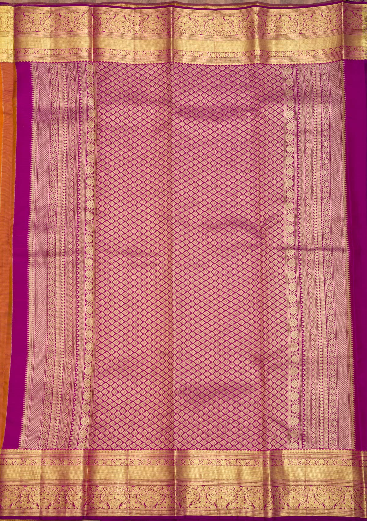 Rust Zariwork Pure Silk Saree-Koskii