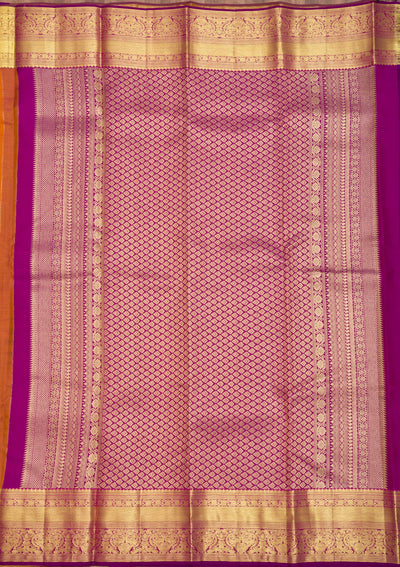 Rust Zariwork Pure Silk Saree-Koskii