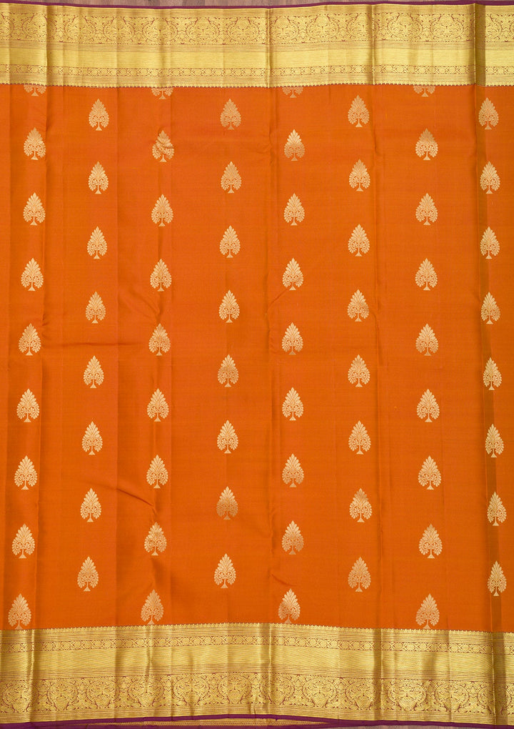 Rust Zariwork Pure Silk Saree-Koskii