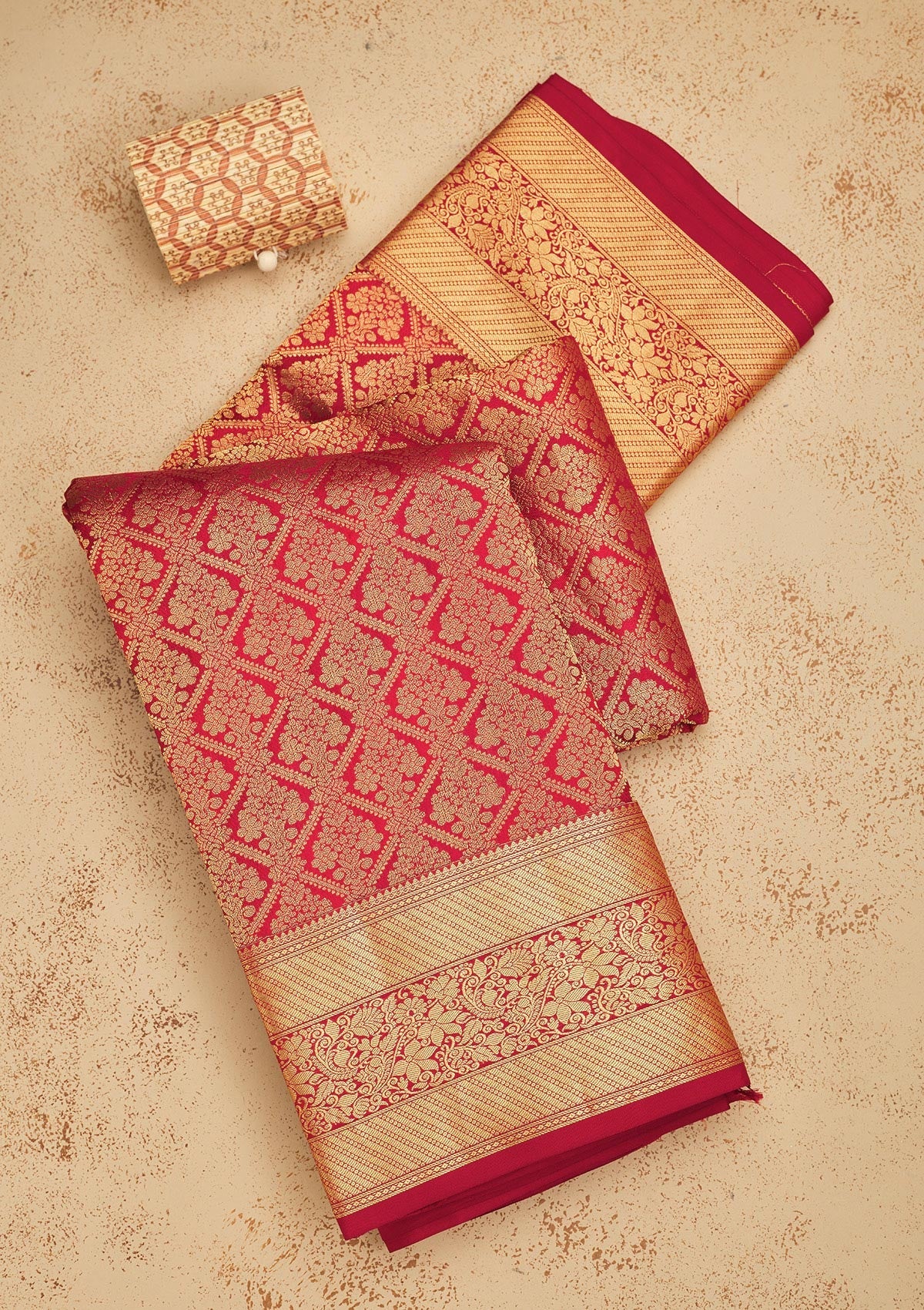 Rust Zariwork Pure Silk Saree-Koskii