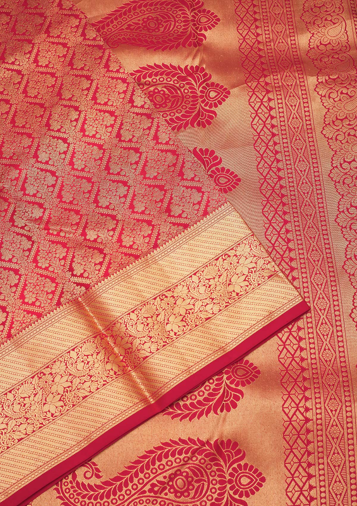 Rust Zariwork Pure Silk Saree-Koskii