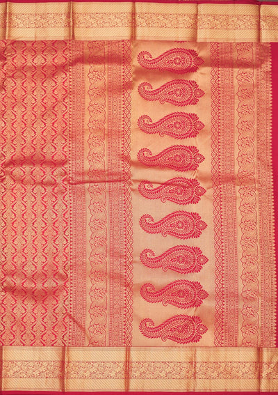 Rust Zariwork Pure Silk Saree-Koskii