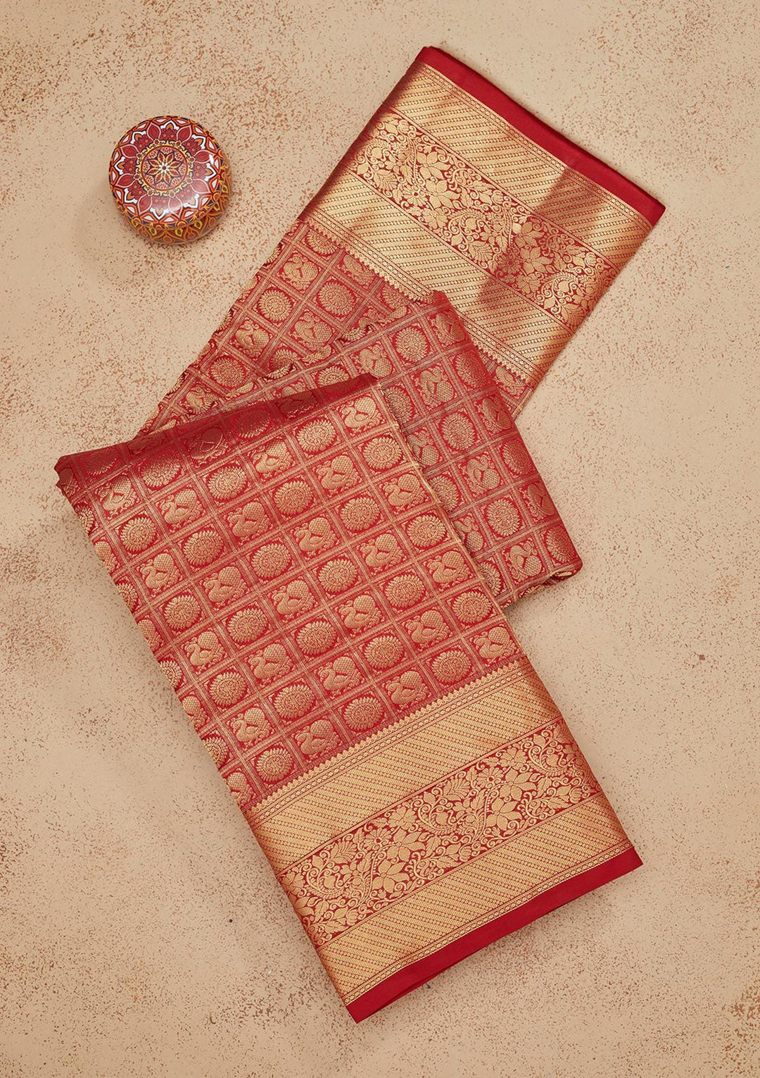 Rust Zariwork Pure Silk Saree-Koskii