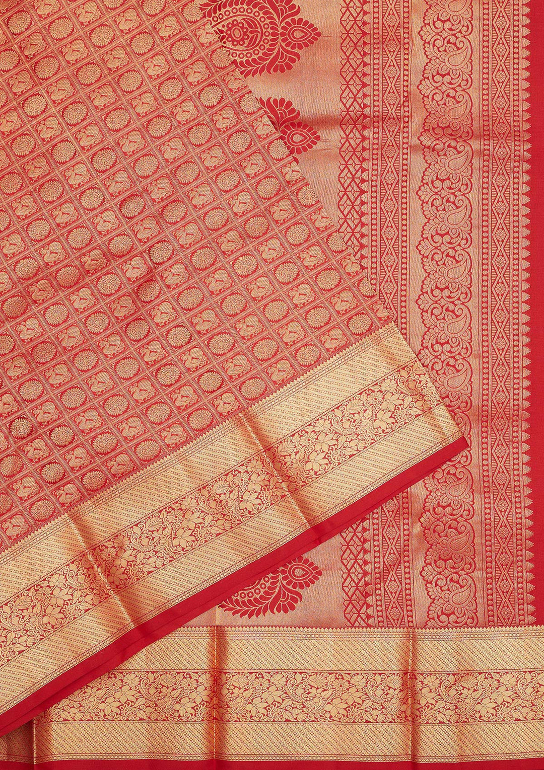Rust Zariwork Pure Silk Saree-Koskii
