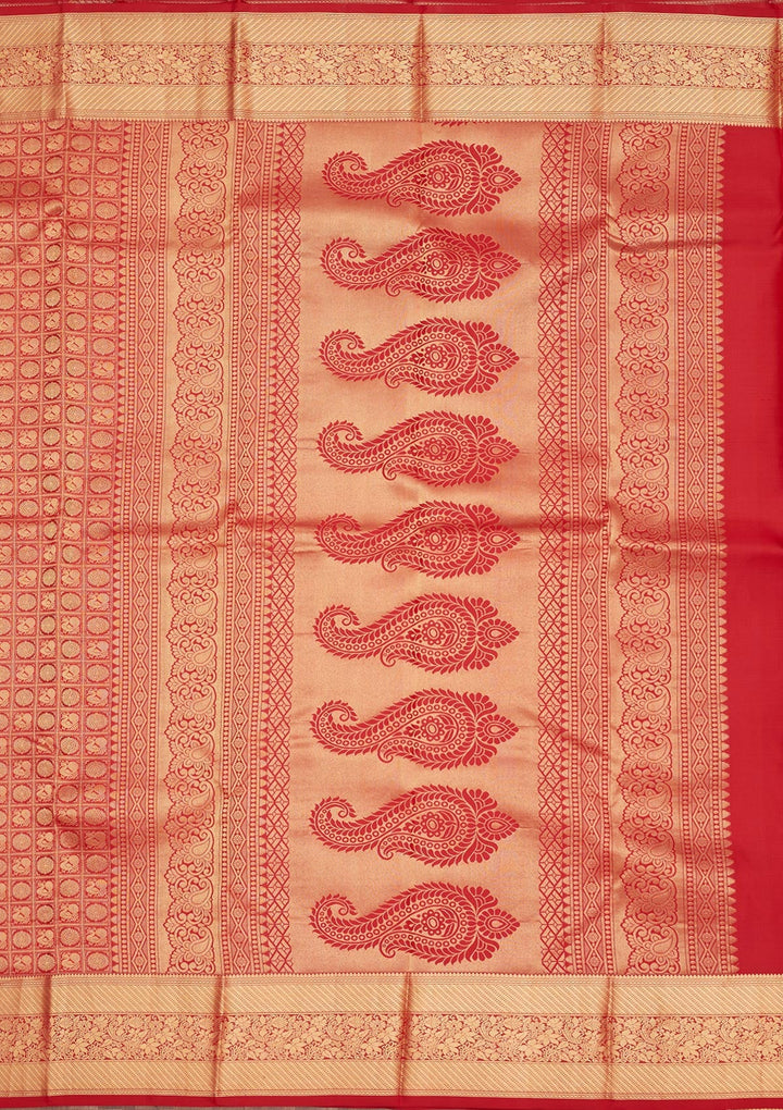Rust Zariwork Pure Silk Saree-Koskii