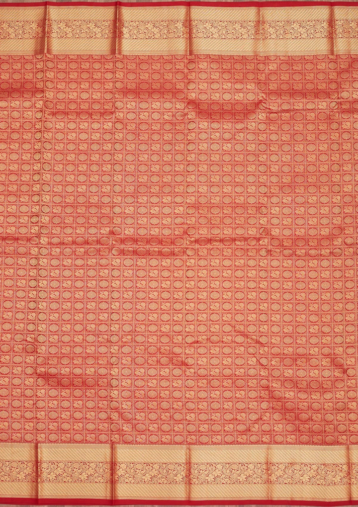 Rust Zariwork Pure Silk Saree-Koskii