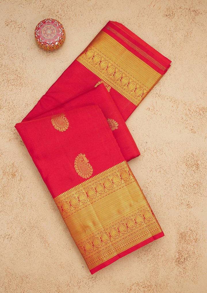 Rust Zariwork Pure Silk Saree-Koskii