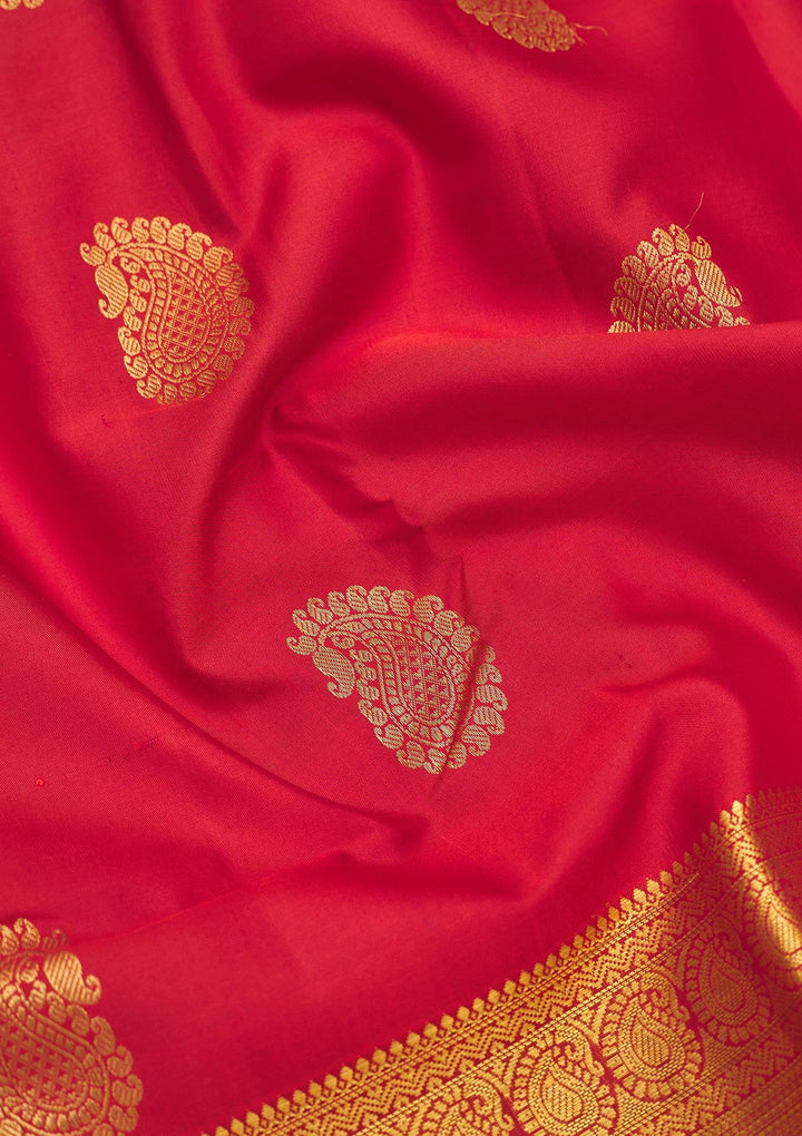 Rust Zariwork Pure Silk Saree
