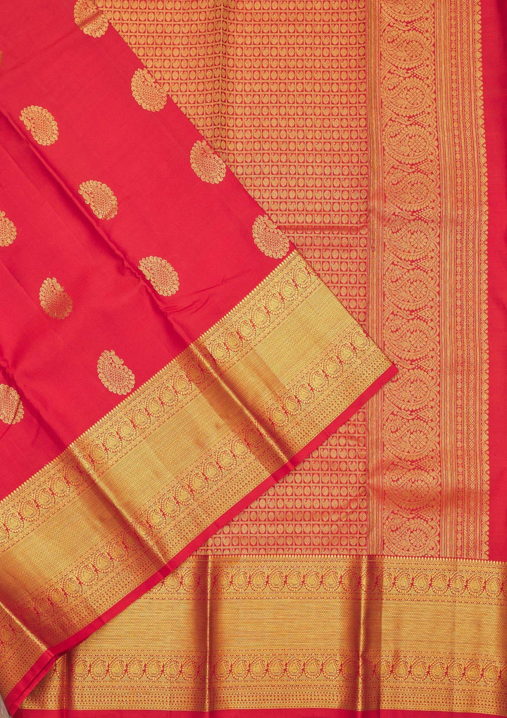 Rust Zariwork Pure Silk Saree