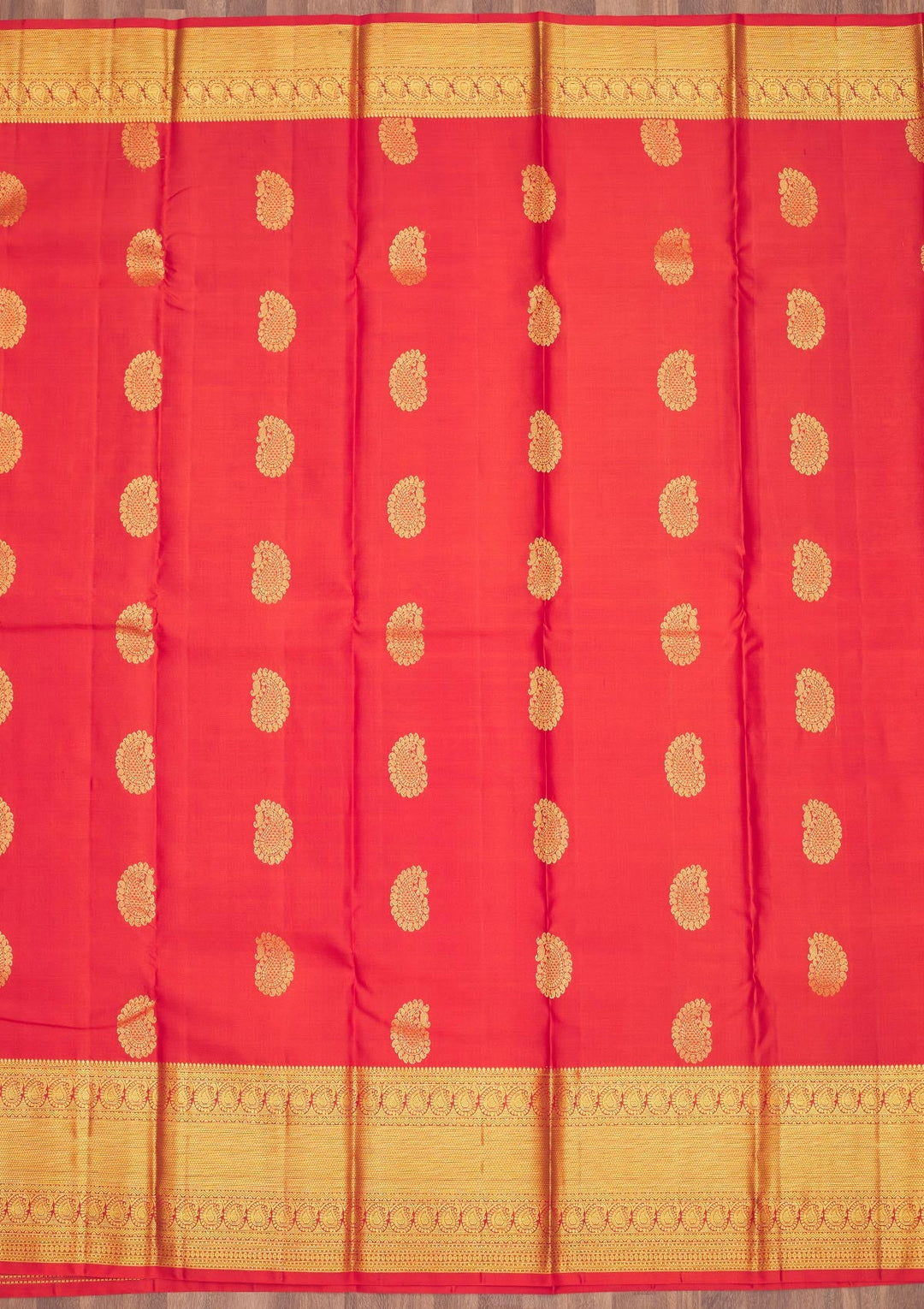 Rust Zariwork Pure Silk Saree