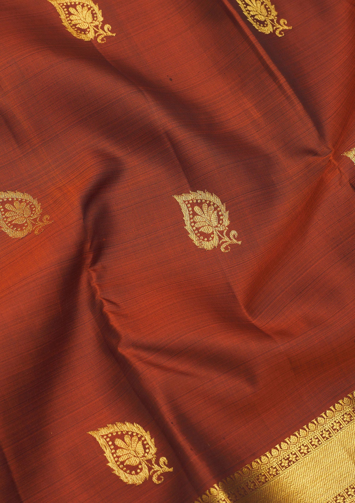 Rust Zariwork Pure Silk Saree