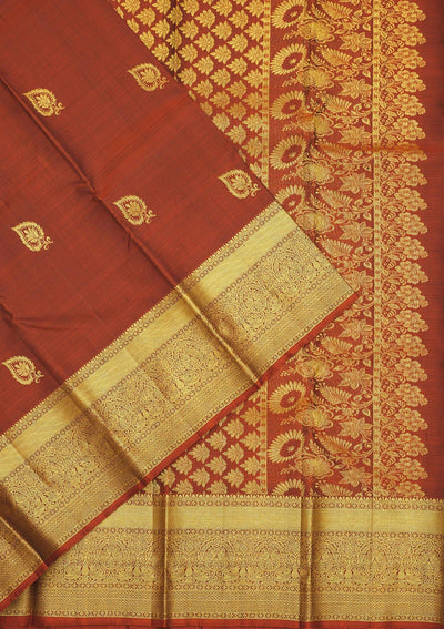 Rust Zariwork Pure Silk Saree