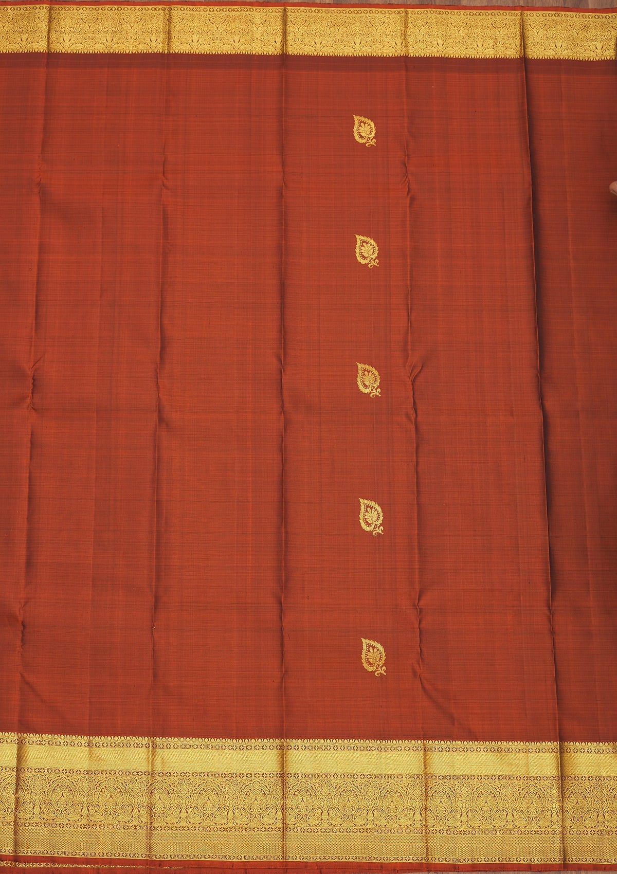 Rust Zariwork Pure Silk Saree