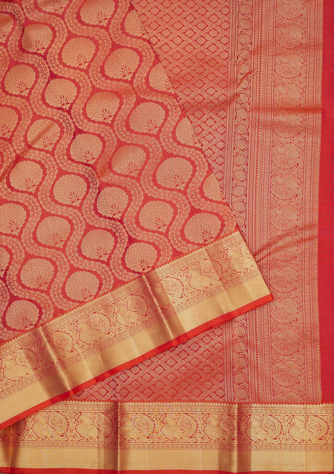 Rust Zariwork Pure Silk Saree-Koskii