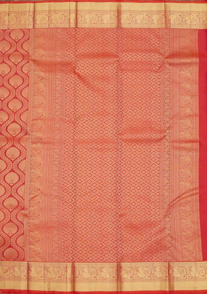 Rust Zariwork Pure Silk Saree-Koskii
