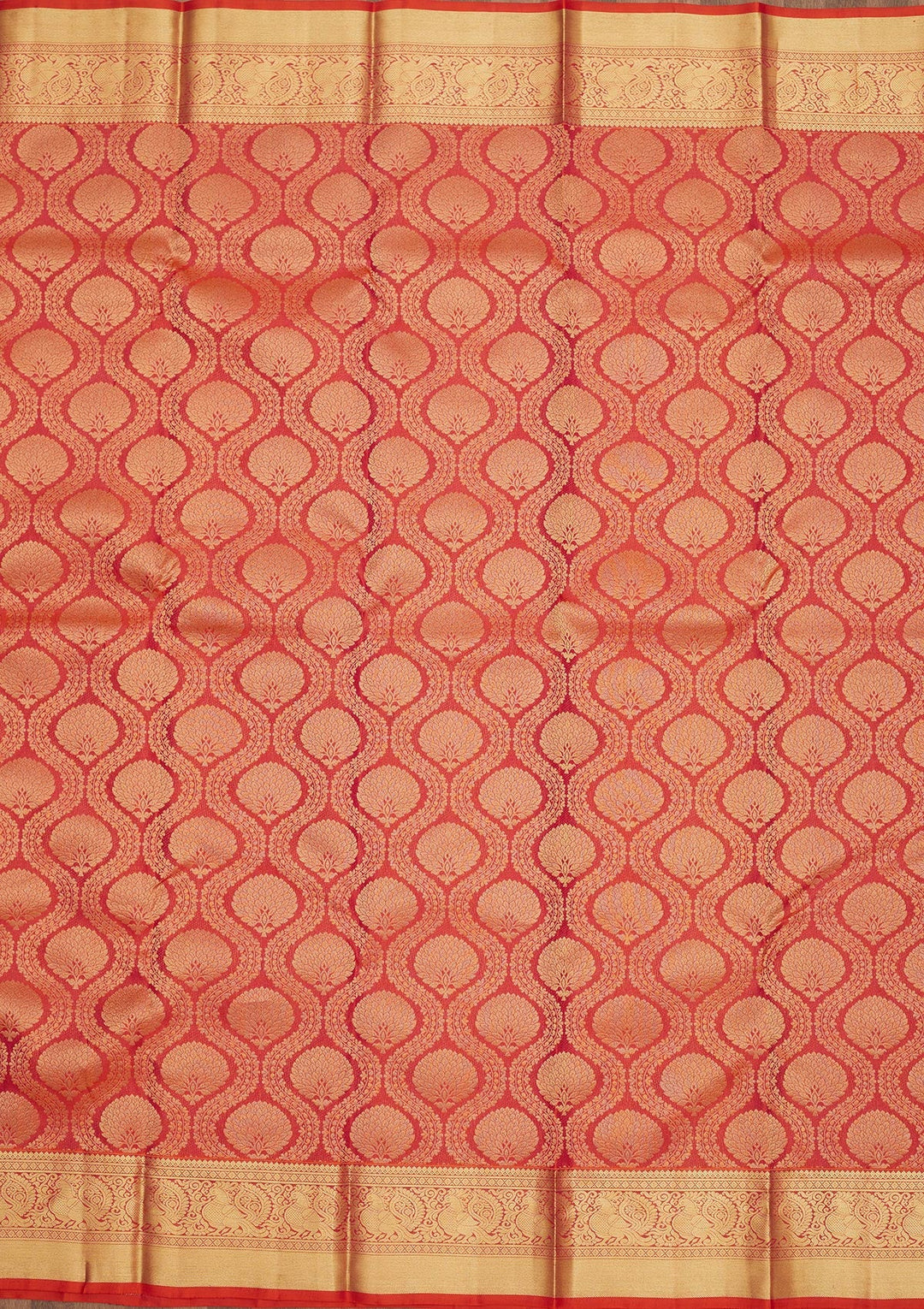 Rust Zariwork Pure Silk Saree-Koskii