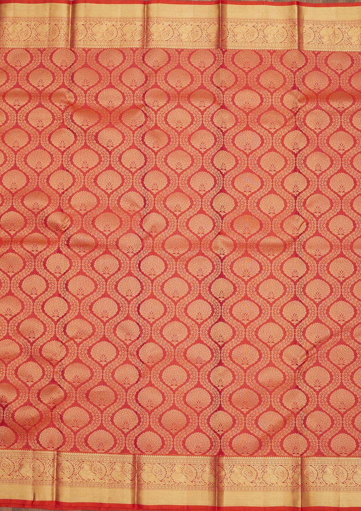 Rust Zariwork Pure Silk Saree-Koskii