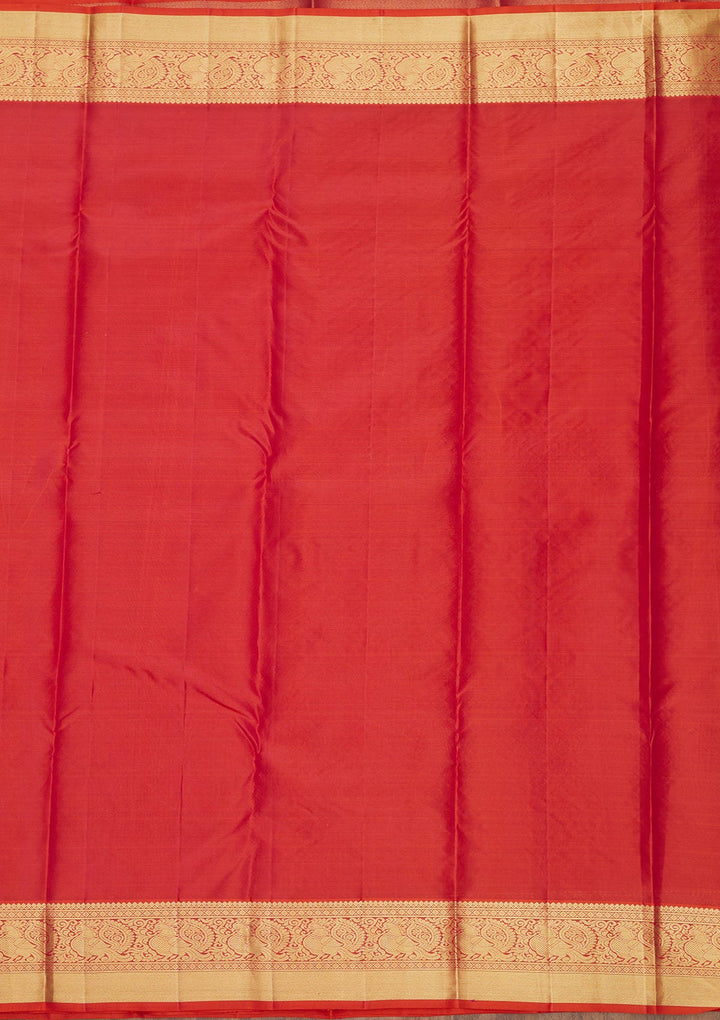 Rust Zariwork Pure Silk Saree-Koskii