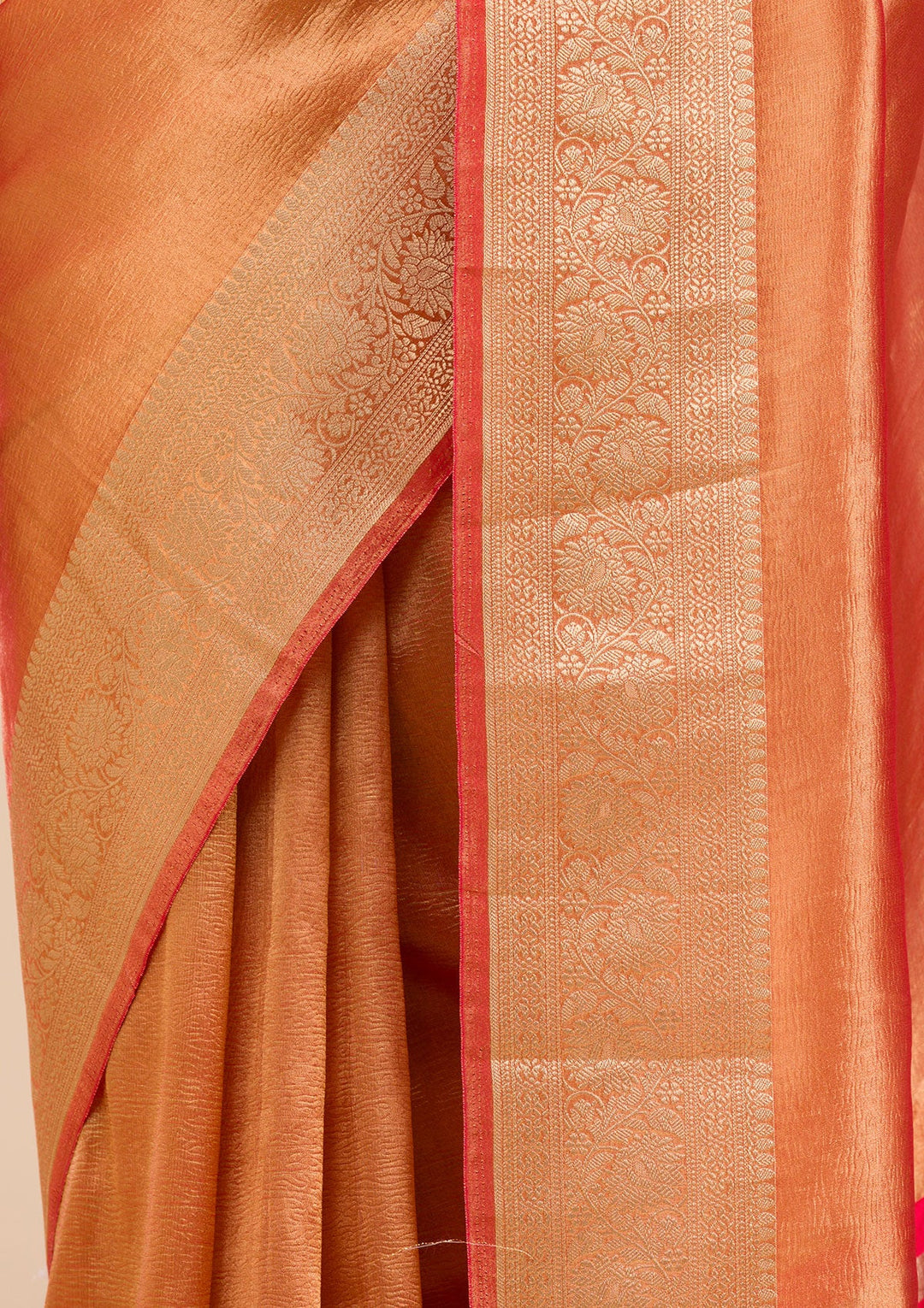 Rust Zariwork Tissue Saree