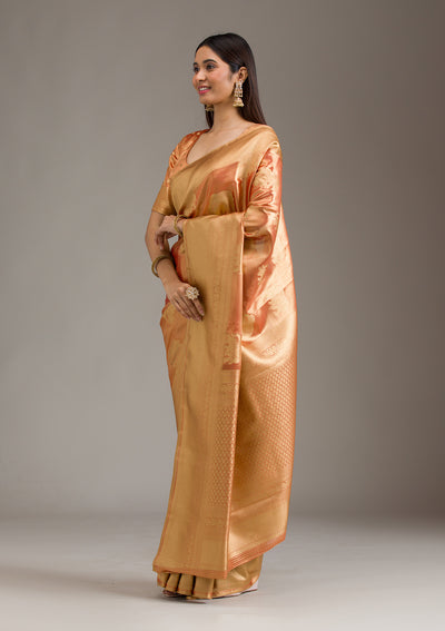 Rust Zariwork Tissue Saree