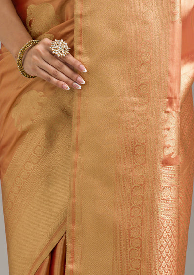 Rust Zariwork Tissue Saree