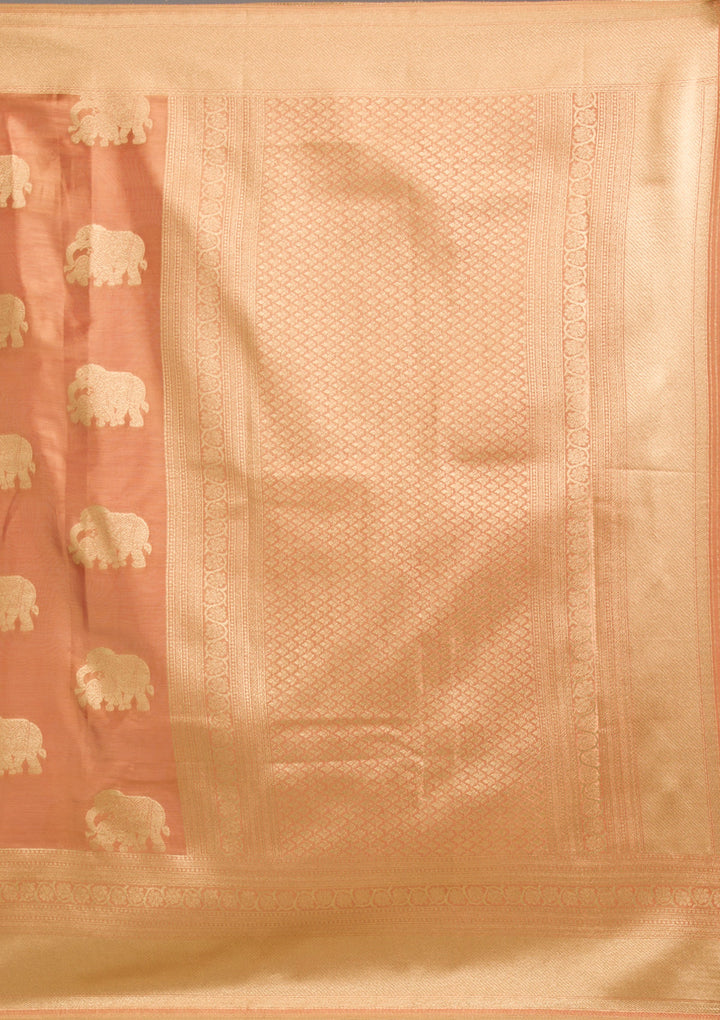 Rust Zariwork Tissue Saree