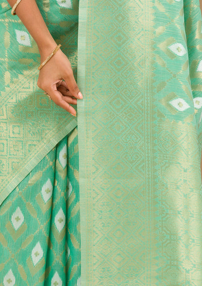 Sea Green Zariwork Art Silk Saree-Koskii