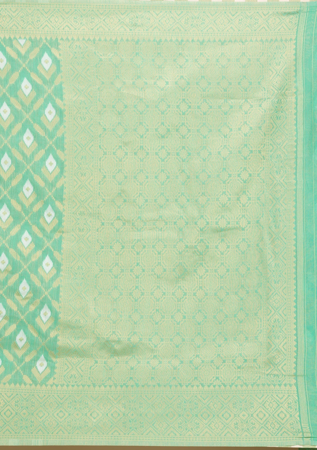 Sea Green Zariwork Art Silk Saree-Koskii