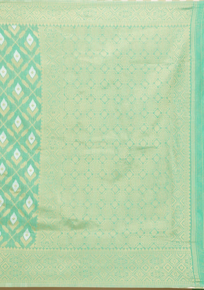 Sea Green Zariwork Art Silk Saree-Koskii