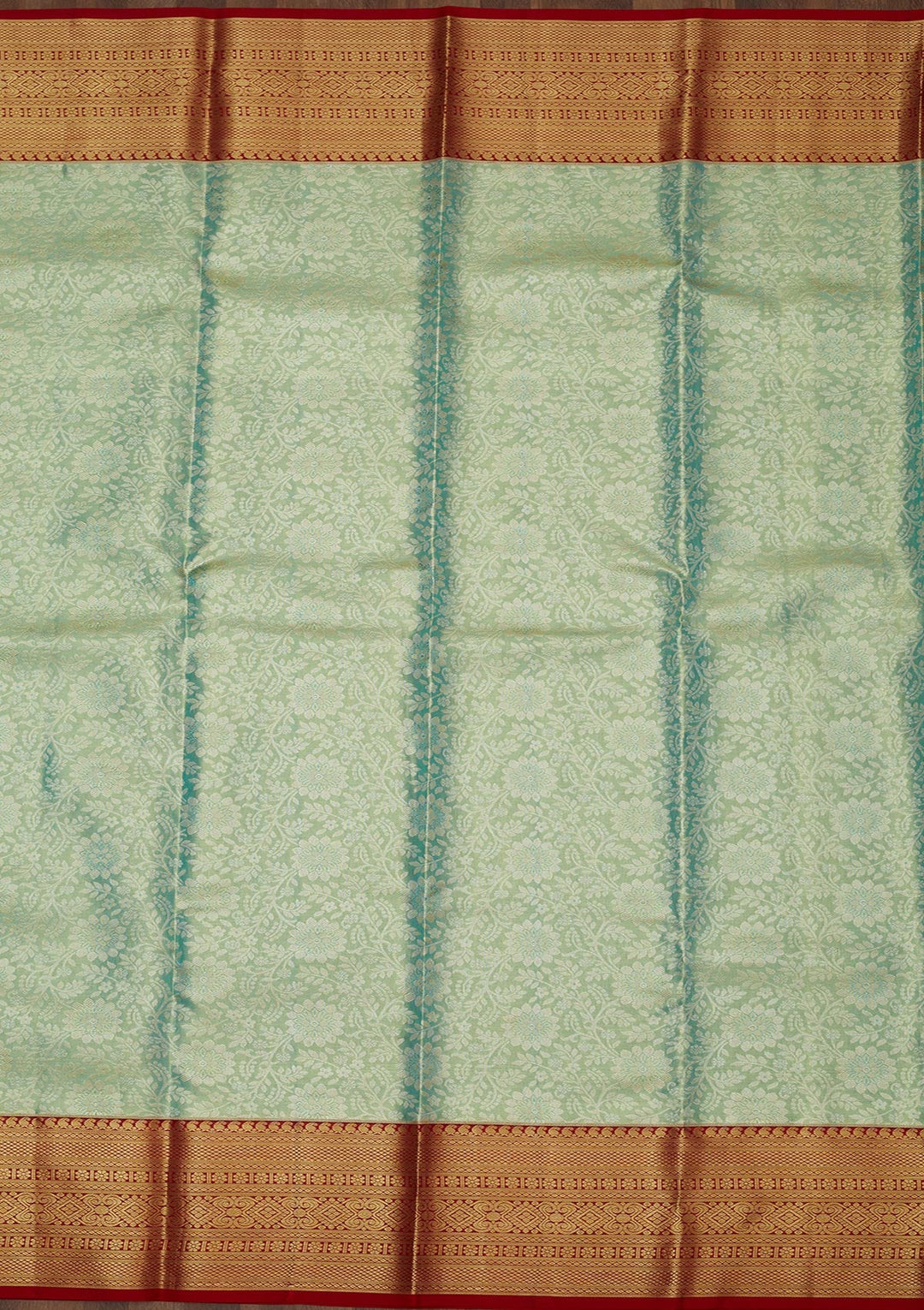 Sea Green Zariwork Pure Silk Saree-Koskii