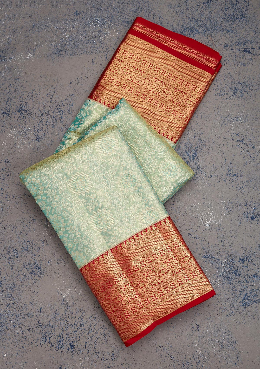 Sea Green Zariwork Pure Silk Saree-Koskii