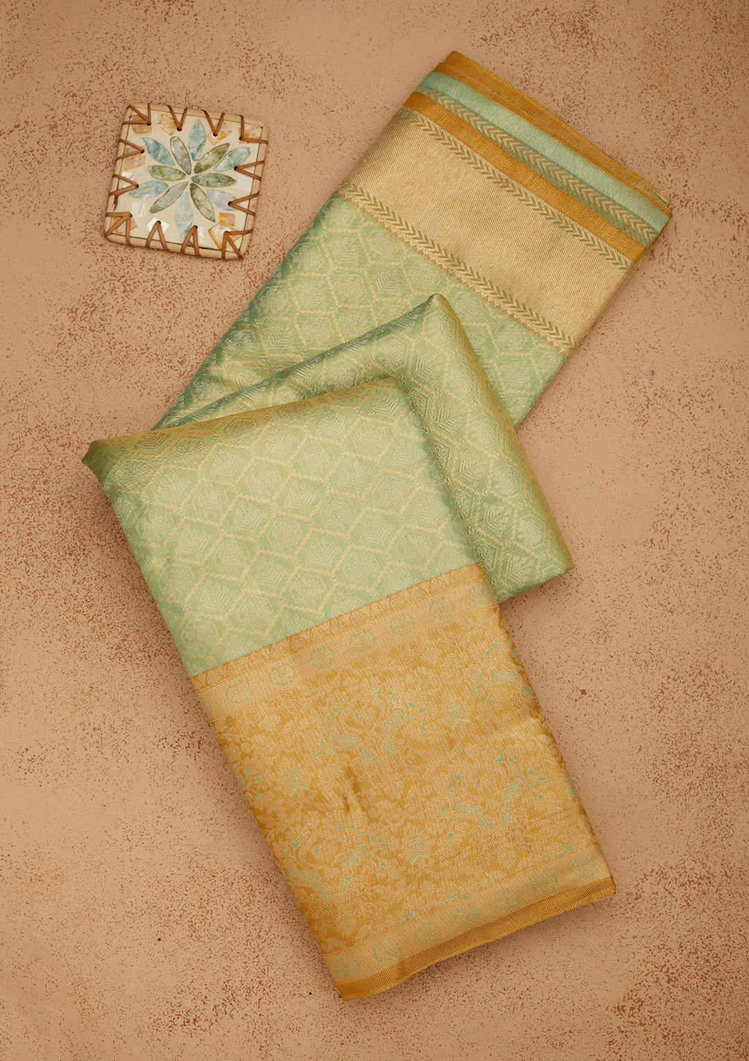 Sea Green Zariwork Pure Silk Saree-Koskii