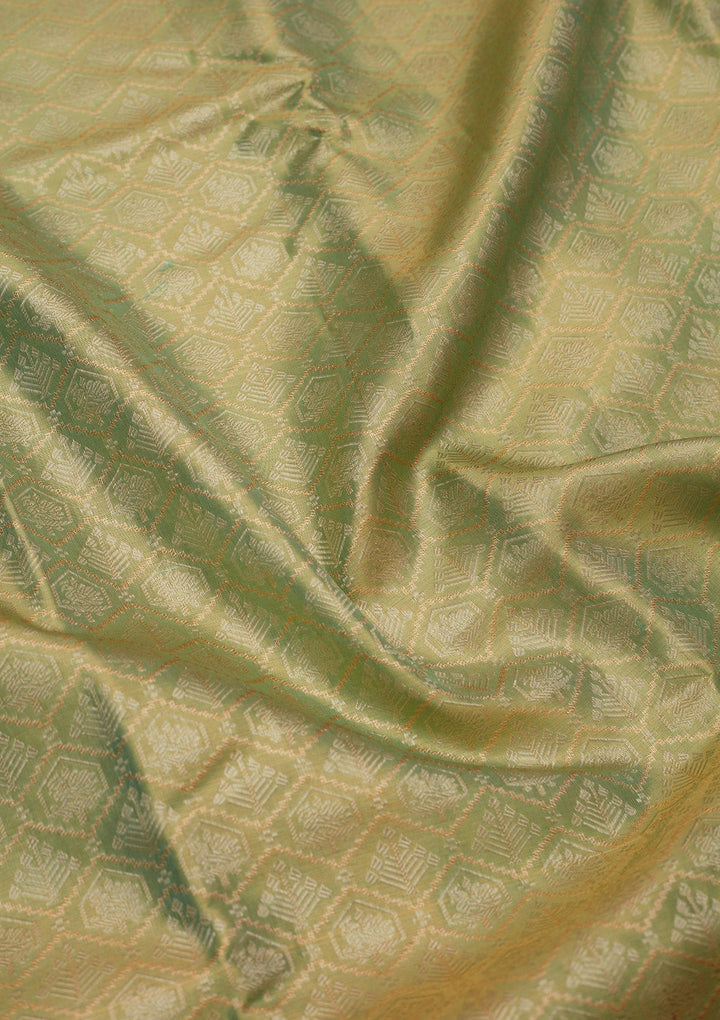 Sea Green Zariwork Pure Silk Saree-Koskii