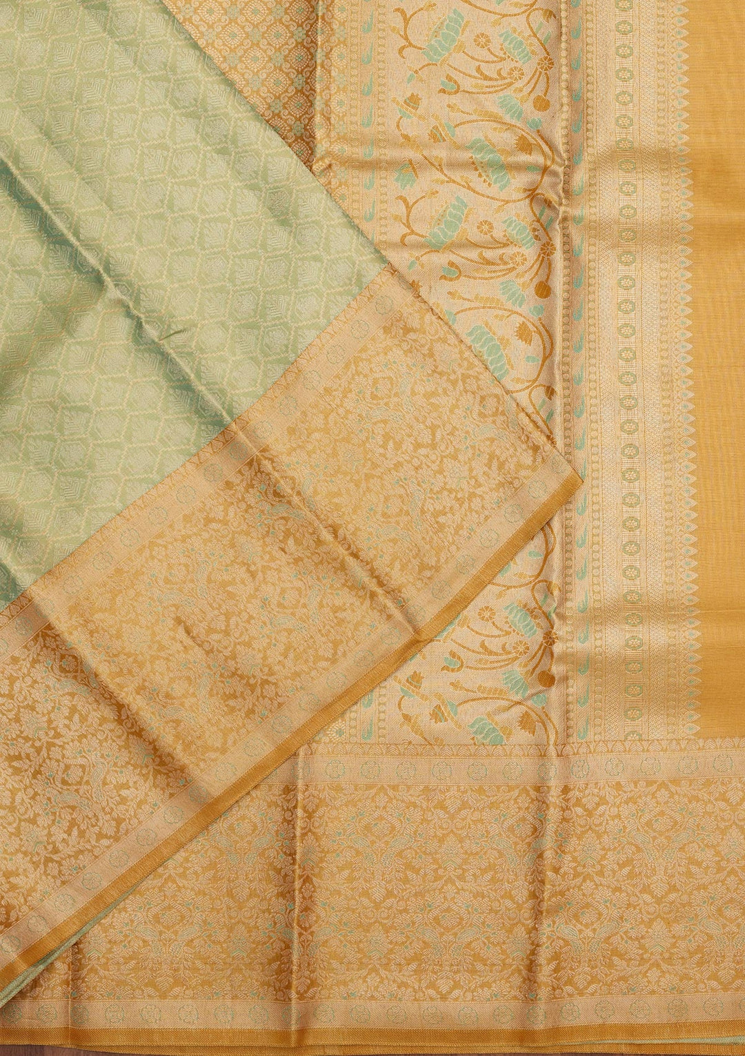 Sea Green Zariwork Pure Silk Saree-Koskii