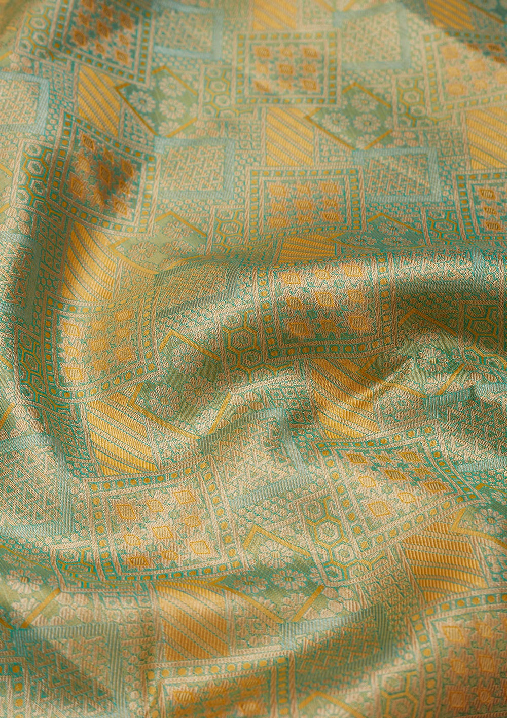 Sea Green Zariwork Pure Silk Saree-Koskii