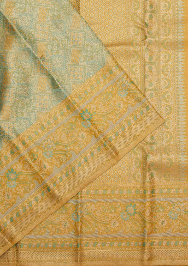 Sea Green Zariwork Pure Silk Saree-Koskii