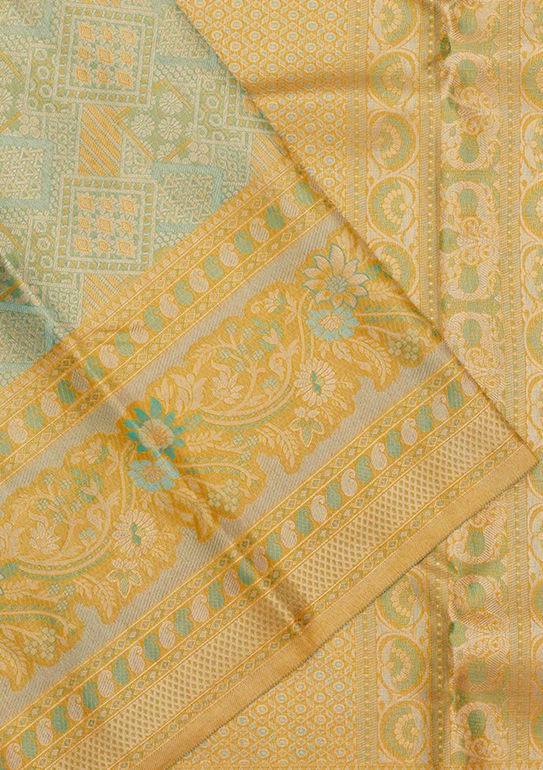 Sea Green Zariwork Pure Silk Saree-Koskii