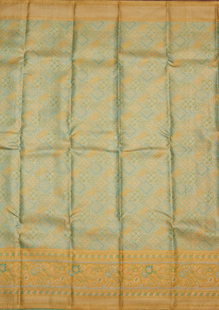 Sea Green Zariwork Pure Silk Saree-Koskii