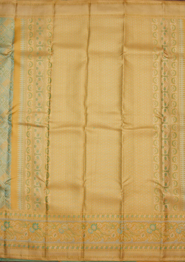 Sea Green Zariwork Pure Silk Saree-Koskii