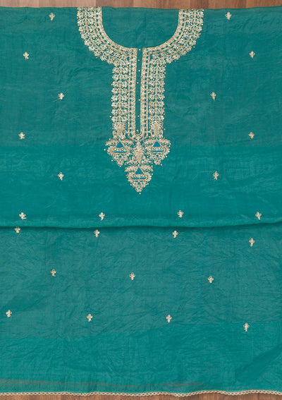 Sea Green Zariwork Tissue Unstitched Salwar Suit-Koskii