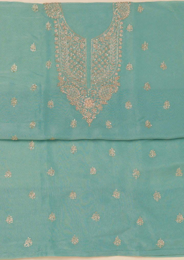Sea Green Cutdana Tissue Unstitched Salwar Suit-Koskii